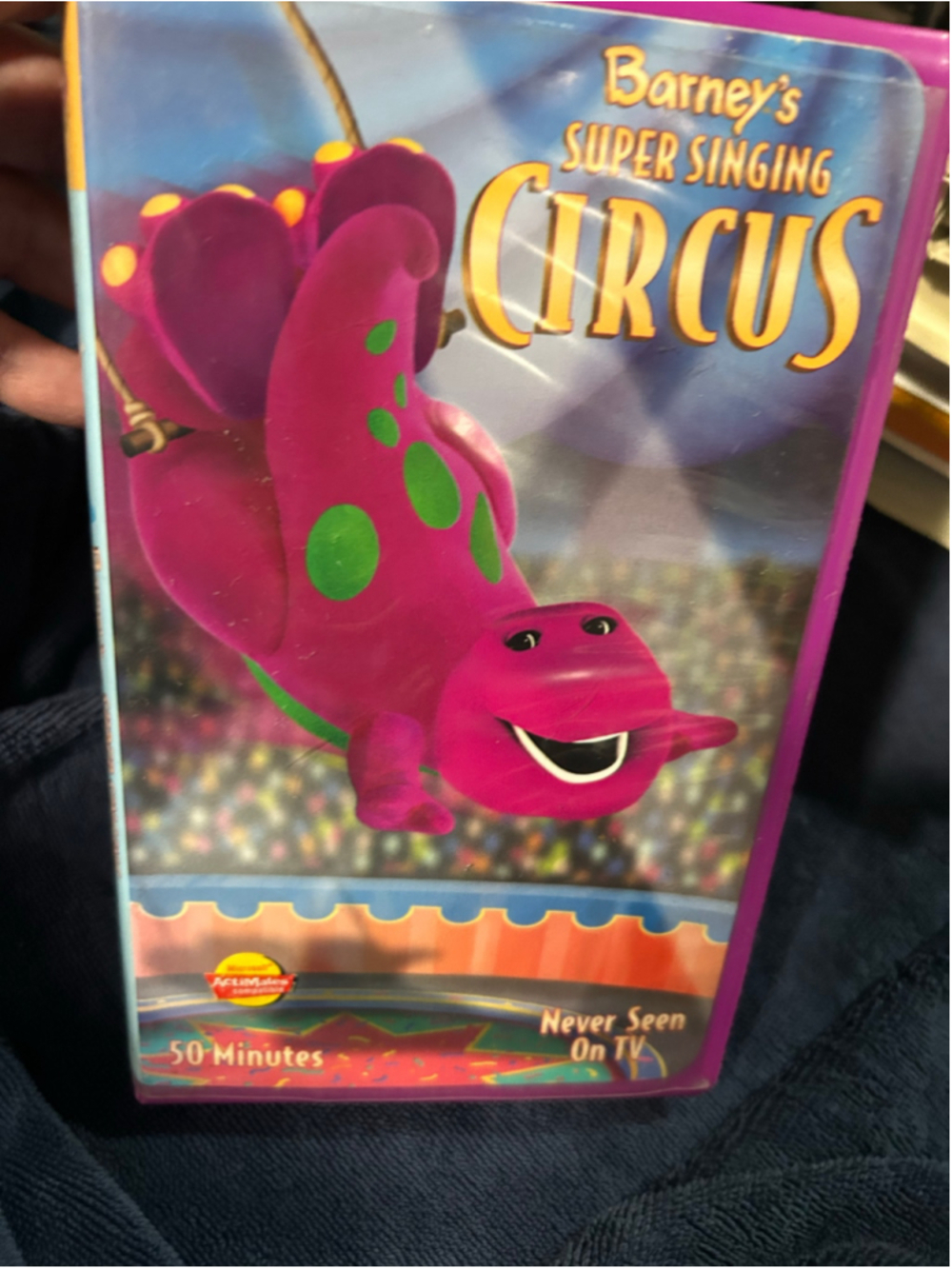Barney's Super Singing Circus VHS Tape Purple and Blue